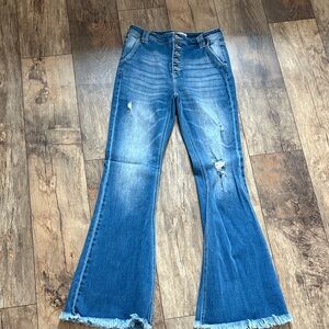 Women's Kancan Blue Flared Jeans
